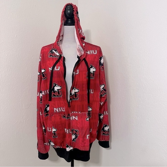 NIU Huskies Red Men's Plus Size XXL Lightweight Jacket Hoodie All Over Print - Picture 1 of 6